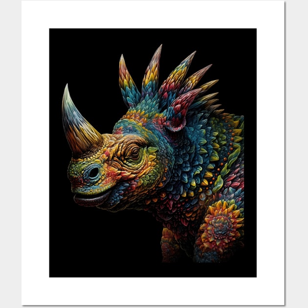 Colorful Horned Dino Too Wall Art by DavisDesigns79